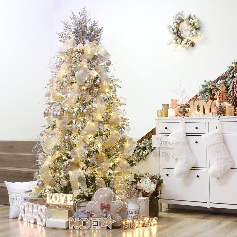 Sea Team Shatterproof Clear Plastic Christmas Ball Ornaments Decorative Xmas Balls Baubles Set with Stuffed Delicate Decorations (60mm/2.36''/30-Pack, Rose Gold) - Image 5